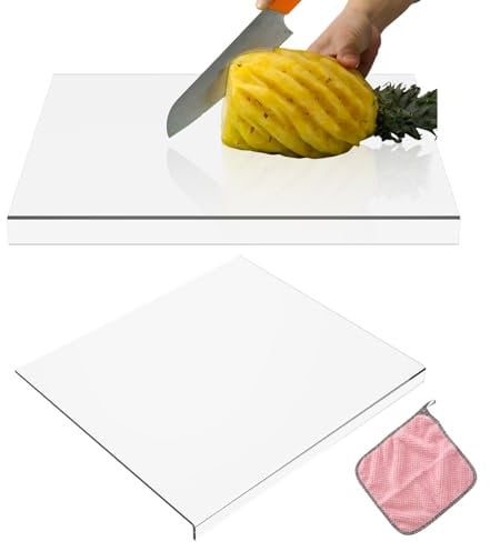 Acrylic Cutting Board Non-Slip Transparent Cutting Board with Lip Edge Reusable Rectangle Cutting Board Multipurpose Clear Chopping Board Countertop Protector Board for Home Kitchen Countertop
