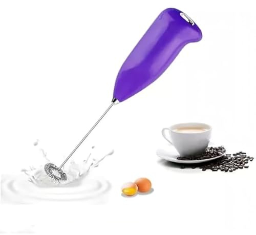 Milk Frother Hand Mixer, Electric Whisk & Coffee Frother Handheld Foam Maker, Egg Beater, Milkshake Maker, Mini Drink Mixer Foaming for Cappuccino, Latte, Frappe, Matcha, Hot Chocolate. (Purple)