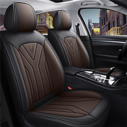 IBCEL Autositzbezüge Kompletter Satz 5 Sitzer für Ford Focus Autositzbezügen Leder Autositzbezug Porosität Sitzbezüge Vorne und Hinten Sitzschoner Schwarz Kaffee