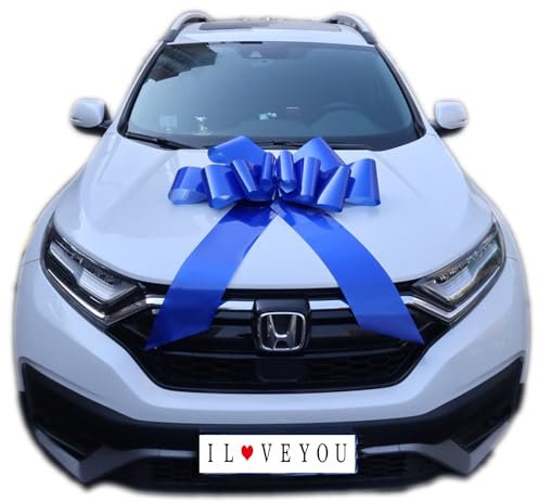 Chexin Riesige Große Blau Schleife für Auto Geburtstag,Happy Birthday,Geschenkschleife Große-XXL 76 cm / 30,Riesige Blau Autoschleife, Große Masche,Car Bow für Fahrrad,und Schleife mit 185 cm Bänder
