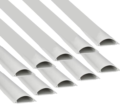 Jandei - Pack x10 Canaleta Adhesiva Blanca para Cables PVC. Organización y Protección del Cableado 1 Metro Longitud (25x90mm)