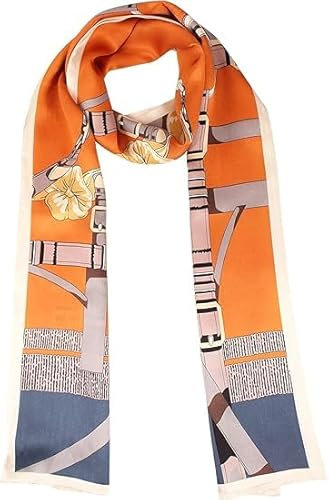 FonVan Seidenschal Seide Haarschal für Damen, Halstücher, Bandana, Satin Schal Kopftuch, Halstücher für Handtaschen, Handtaschen-Zubehör, Seidentücher Scarf (Orange Lock catch)
