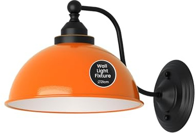 DC VOLTAGE Industrielle Wandleuchte im Retro-Stil mit Metallkuppelschirm, E27-Fassung, traditioneller Schwanenhals, dekorative Wandleuchte für den Innenbereich (21 cm Orange)