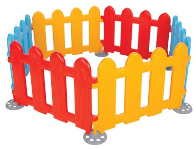 Sport1 Box Funny Fence componibile. Box neonato per area gioco in sicurezza. Box bambini con 6 pannelli colorati e snodabili. Recinto bambini circolare e resistente. Recinto neonato interno e esterno.