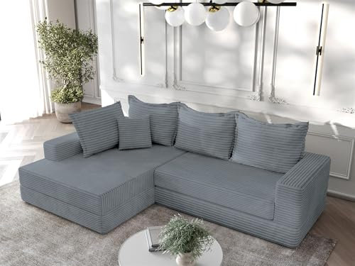 Fun Möbel Ecksofa Couchgarnitur Sofa OSKAR (Grau, Seite Links)