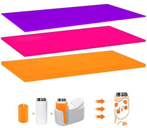 Riisoyu 3 Stück Sublimation Silikonmanschette, Silikon Wraps Sublimation Tassen Rohlinge 3 Dicken Kompatibel Sublimationsbecher Hochtemperatur-Silikon für Cricut-Becherpresse Mug Press Bunt 25x 12 cm