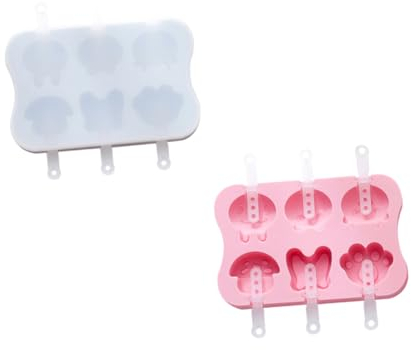 Alipis 2juegos Molde Para Helado Mini Tapa De Silicona Color Rosa y Gris Para Hacer Paletas Caseras Heladeras o Congeladores