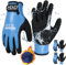 HANDLANDY 2 Pairs Winter Waterproof Work Gloves, Thermal Insulated Cold Weather Gloves with Grip for Men Women, for Freezer Fishing Warehouse (Black-Blue, L)