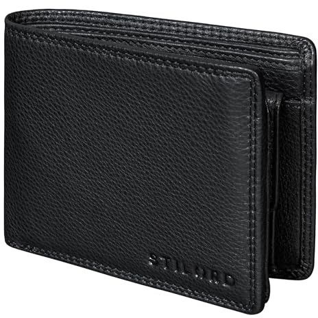 STILORD Norman Large Genuine Leather Wallet RFID Blocking for Men Elegant Leather Money Purse with Coin Pockets and Card Holders Bifold Wallet NFC Blocking Wallet Colour:Black