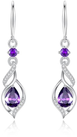 FANCIME 925 Sterling Silber Hängend Ohrringe Geburtsstein | Schmuck Geschenke für Damen Frauen Freundin Ehefrau Mutter