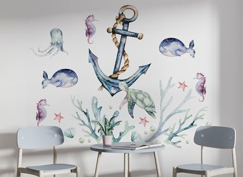 Osomhome |Wandtattoo Kinderzimmer Wandsticker | Wanddeko Babyzimmer | Schlafzimmer Junge Mädchen Selbstklebend (Korallenriff, M)