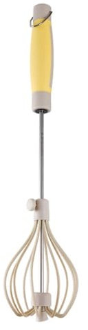 MQODLFP 1 Stück Halbautomatischer Schneebesen Aus Edelstahl, Rotierender Automatischer Schneebesen, Handrührgerät, Manuelles Eierschüttler-Werkzeug