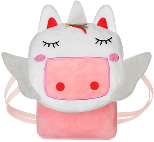 Aomig Sac à Bandoulière Licorne pour Filles, Sac à Main Licorne Réglable pour Filles, Sac à Bandoulière Mignon de Dessin Animé pour Enfants, Sac de Rangement en Peluche Douce pour la Maternelle