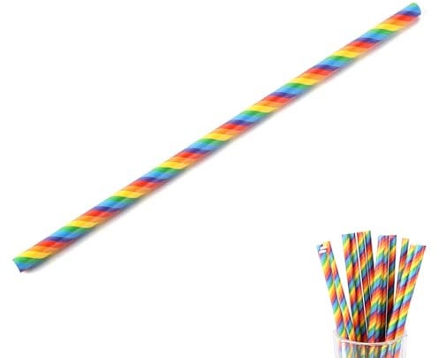 50 Pcs Rainbow Paper Straws,7.7 Inch Colorful Gay Pride Stripes Drinking Straws,LGBT Pride Party Decorations,LGBTQ Bisexual Lesbian Gay Pride Month Straw,for Juices Cocktail Birthday Pride Parade