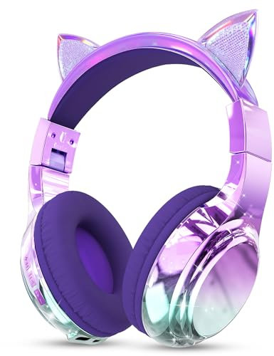 JYPS Cuffie Bluetooth Bambina, Metallico Cuffie Bambini Wireless Over Ear con Microfono Bluetooth 5.3, 74/85/94dBA Volume limitato, 40H Tempo di Riproduzione, per Musica/Scuola