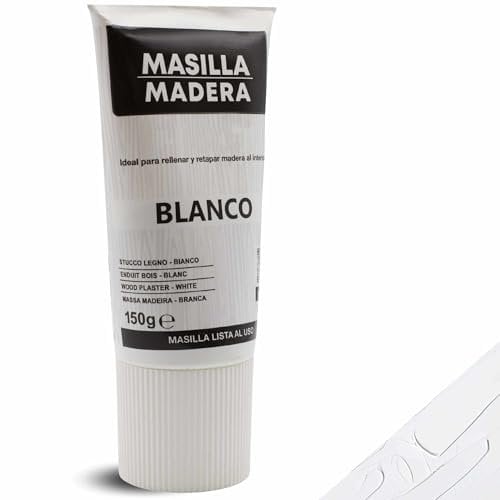 TECHZOCO Masilla Madera Blanca, Ideal para rellenar y y reparar madera al interior, Masilla lista al uso, Rellenadora de agujeros, Formato en tubo, Color Blanco, Contiene 150 gramos