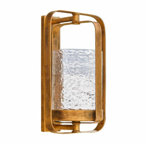 Loberon Wandkerzenhalter Vauxandre, antikgold | Antikgold-Finish, Mit Glaseinsatz, Hochwertig verarbeitet