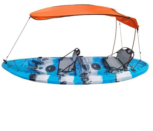 HEBEOT Toldo para barco, tela Oxford resistente al agua y varilla de aluminio con cordón de choque individual para kayak, canoa, toldo de sombra (naranja)