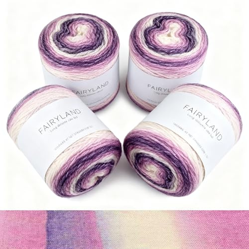 Filato Gradiente Di Colore,4 Pezzi 100% Cotone,Filato Per lavorare A Maglia,Lana Per Uncinetto,Lana Gradiente Di Colore Per Maglioni,Cappelli,Sciarpe,Coperte,4 x100 g,Fumatura Viola