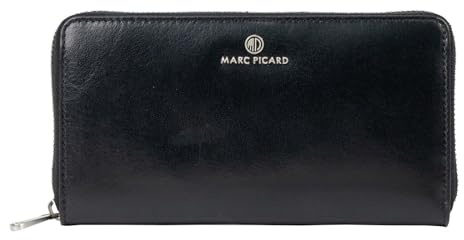 Marc Picard Leder Geldbörse Firenze Zip Wallet Black schwarz