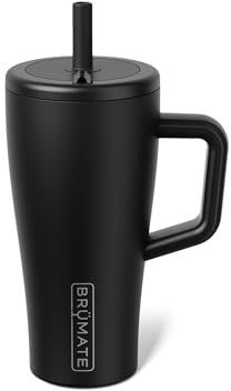 BrüMate Era 20 oz Tumbler with Handle and Straw | 100% Leakproof Insulated Tumbler with Lid and Straw | Made of Stainless Steel | Cup Holder Friendly Base | 20oz (Matte Black)
