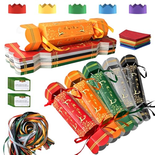 Surcotto Knallbonbons für Weihnachten, zum Selbermachen, Knallbonbons zum Selbermachen, Knallbonbons für Weihnachten, Party, Süßigkeiten, Papierboxen, Dekorationen mit Hüten, Rätselkarten, kein
