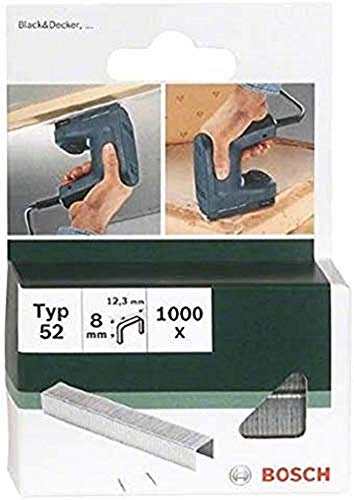 Bosch 1000x Klammer Typ 52 (Papier, Folien, Kunststoffplatten, Tapetenkleister, Akustikplatten, GFK, 12.3 x 1.25 x 6 mm, Zubehör Tacker)