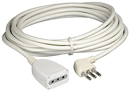 BTicino 2537B Prolunga Domestica 2 P+T 10 A con Spina e Presa, 5 m, Bianco