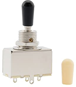 Musiclily Metrisch Geschlossene Gitarren 3-Wege Wahlschalter, Metall 3-Wege Toggle Kippschalter für LP Style E-Gitarre, Schwarzer Knopf