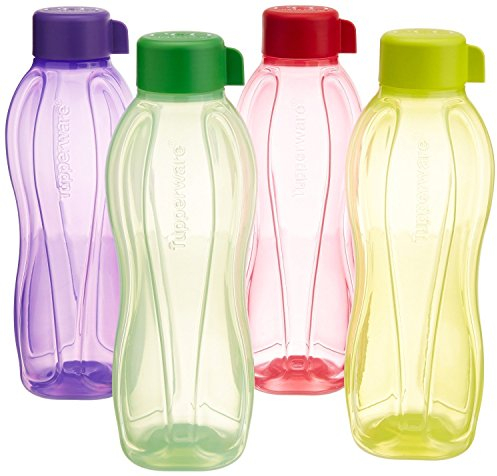 TUPPERWARE Eco Sport Wasser Flasche Schraubverschluss Rund 500 ml 4 Stück
