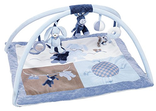 Nattou Tapis d'Éveil avec Arche de Jeu, Alex et Bibou, 74 x 68 x 25 cm, Bleu