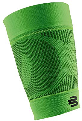 BAUERFEIND, 1 Paar Sport Kompressions-Oberschenkelbandagen, Unisex, Rechts und links tragbar, Für Ball- und Ausdauersportarten, Stärkung der Muskulatur, Gr. L lang, Grün, 29345723600033