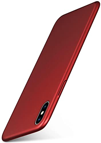 moex Alpha Case für Apple iPhone X/iPhone XS Hülle Ultra Dünn, Schutzhülle mit erhöhtem Kameraschutz, Slim Cover Hardcase Backcover, Dünnste Handyhülle Minimalistisch, Matt Rot