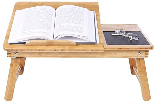 GOTOTOP Bamboo Bed Table Portable Table for Laptop Adjustable Laptop Table Bed Tray Laptop Folding Notebook Desk (50 * 30)