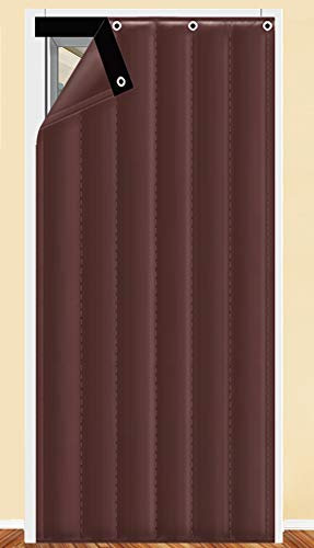 Liveinu Occultant Rideau De Porte Isolant Thermique Isolation Porte Avec Coton Rideau d'occultation Sans Perçage Coupe-vent Imperméable Isolation Phonique 70x230cm Marrón