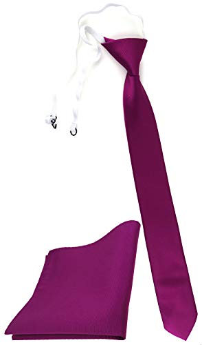TigerTie XXL Security Sicherheits Krawatte Einstecktuch in magenta fuchsia violett einfarbig Uni Rips - XXL Krawatte ist vorgebunden mit Gummizug verstellbar