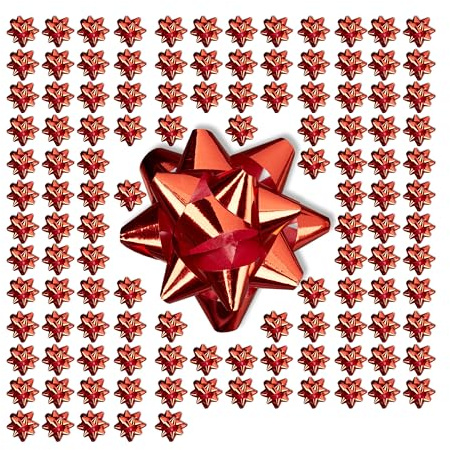 Relaxdays Geschenkschleifen 1000er Set, Selbstklebend, Rot | Kleine Dekoschleifen für Weihnachten & Geburtstag, Ø 5 cm