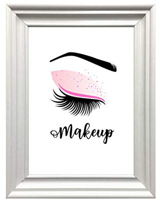 Din A4 Kunstdruck ungerahmt Make up, Kosmetik, Wimpern, Wimpernverlängerung Brauen pink Typographie Beauty Salon Geschenk Druck Poster Bild
