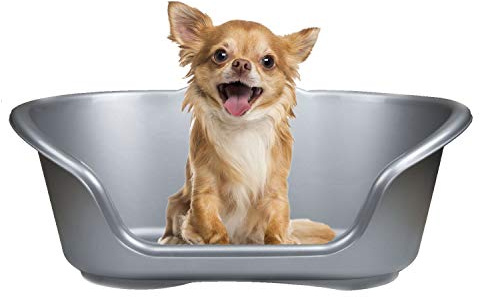 YöL Heavy duty plastic waterproof dog bed small pet dog cat puppy bed basket silver - Silver Small
