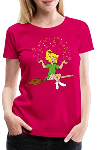 Spreadshirt Bibi Blocksberg Sitzt Auf Kartoffelbrei Frauen Premium T-Shirt, L, Dunkles Pink