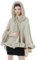 BEAUTELICATE Kunstpelz Stola Umhang Damen Poncho Cape Mit Kapuze Für Winter Hochzeit Abend Braut (Beige mit Pelzkragen,Einheitsgröße)