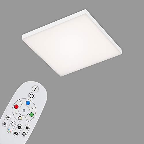 Briloner Leuchten - LED Panel, LED Deckenlampe dimmbar, rahmenlos, Farbtemperatursteuerung, RGB, inkl. Fernbedienung, 16 Watt, 1.800 Lumen, Weiß, 295x295x57mm (LxBxH)