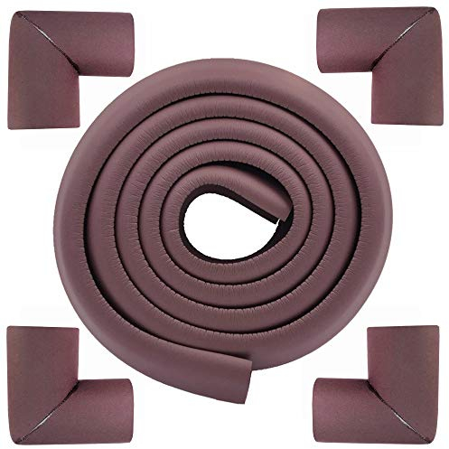 M2cbridge L Shape Extra Thick Furniture Table Edge Protectors Foam Baby Safety Bumper Guard 2 M (Brown with 4 Corners)