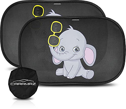 Parasol Coche Infantil con protección UV - Autoadhesivo, para Proteger del Sol a bebés y Mascotas (2 Unidades), Parasol Coche bebé M/L de 51x31 cm diseño de Tortuga