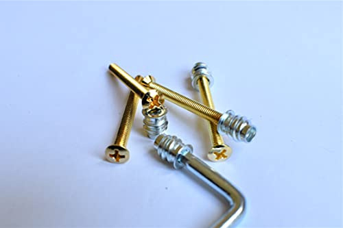 Nectite Gitarrenhals-Gewindeeinsätze & Schrauben Kit – Gold – M5 × 35mm Kurz, 4er Set mit Einbauwerkzeug – Halsbefestigung für Fender Stratocaster & Telecaster