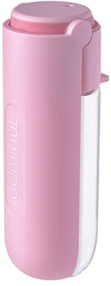 Crea-Vega Borraccia Portatile per Cani Pieghevole Dispenser per Acqua Antibatterica per Viaggi Bere all'aperto Cani. 420 ml (Rosa)