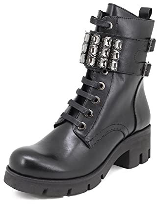 QUEEN HELENA Stiefeletten aus Leder für Damen RT2470 (Schwarz, numeric_36)