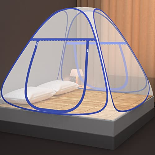 Zanzariera Letto, Faburo Zanzariere Pieghevole, Zanzariere Pop-up per Letti Matrimoniali, 200 * 180 * 150cm, Cerniere a Doppia Porta Zanzariere Portatili da Viaggio, Colore inviato in modo casuale