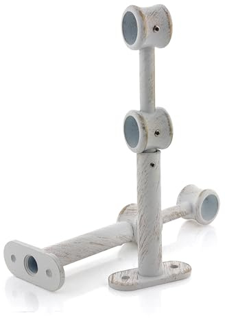 GIRASOLE HOME® Soporte doble ajustable para 2 barras de cortina 2 piezas soporte de pared de aleación de zinc resistente para barras de diámetro de 18-20 mm (doble 175 mm, blanco y dorado)