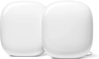 Google Nest Wi-Fi 6E Pro - Sistema affidabile, ad alta velocità e con copertura in tutta la casa - Router Wi-Fi mesh - Bianco ghiaccio, x2, GA03689-EU